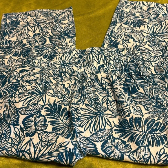 WNS Sincerely Jules Linen Pant Sz XL Floral Leaf Pattern - Picture 3 of 11